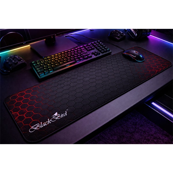 BLACKBIRD Egérpad Gamer TacticField  90x40cm 3mm vastag fekete varrott szegély