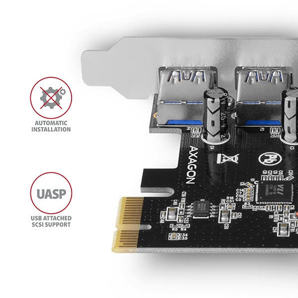 Axagon 4x USB 3.2 Gen1 bővítő kártya PCIe (PCEU-430VL)