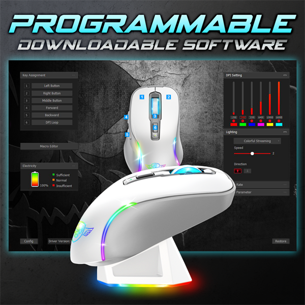 Spirit of Gamer  ELITE-M50 White RGB  Vezeték nélküli Egér Fehér 