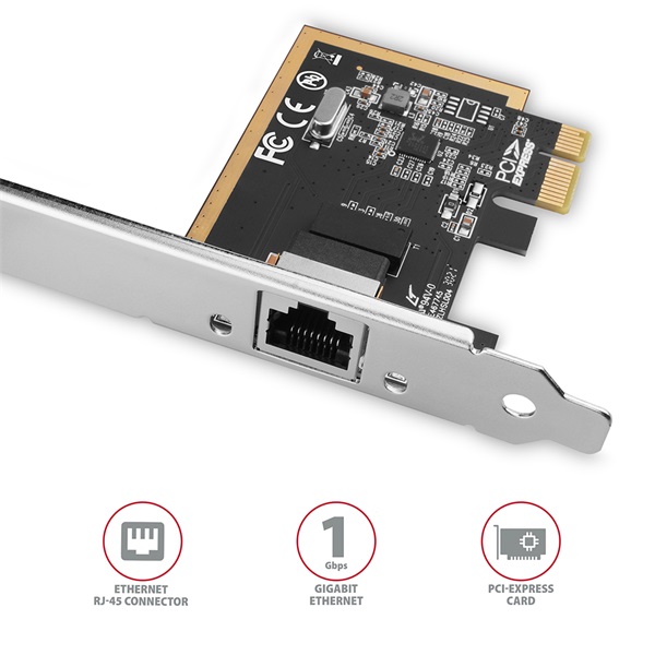 Axagon Gigabit Ethernet 1 sávos PCI-Express kártya (PCEE-GRF)