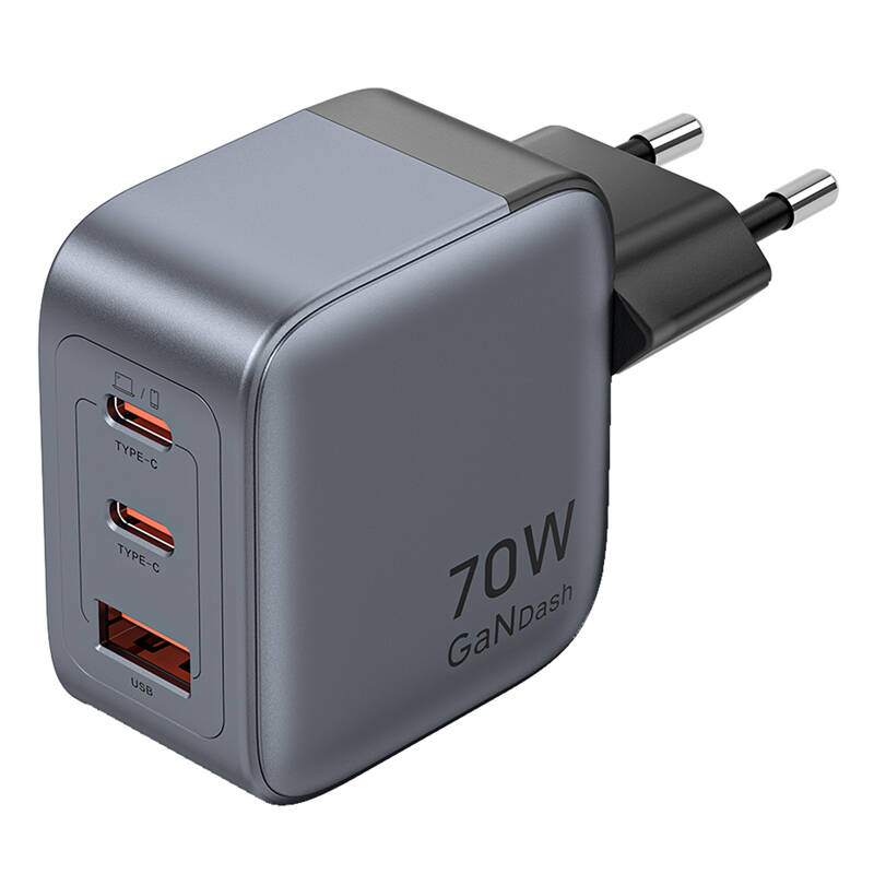 Vention GaN USB-C+C+A 70W töltő Szürke 