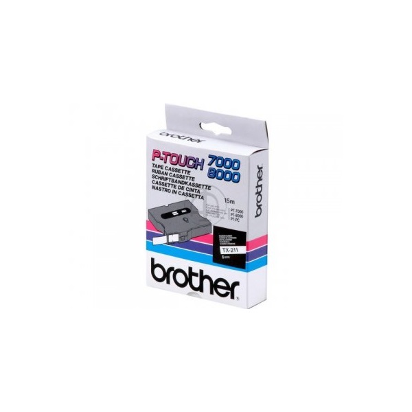 Brother TX-211 Laminált P-touch szalag (6mm) Black on White - 15m Brother TX-211 Laminált P-touch szalag (6mm) Black on White - 15m