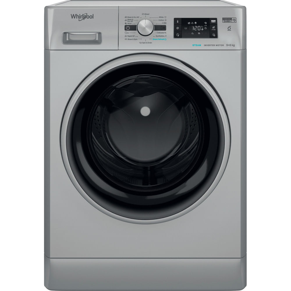Whirlpool FFWDB 964489 SBSV EE  Elöltöltős mosó- és szárítógép – 9 kg, 1400 ford./perc, A Energiaosztály, 6. Érzék technológia, FreshCare+, Smart Delay, Wash&Dry, Gőz program, Ezüst