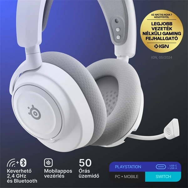 Steelseries Arctis Nova 7P Gen 2 Wireless Bluetooth Gaming Headset Fehér