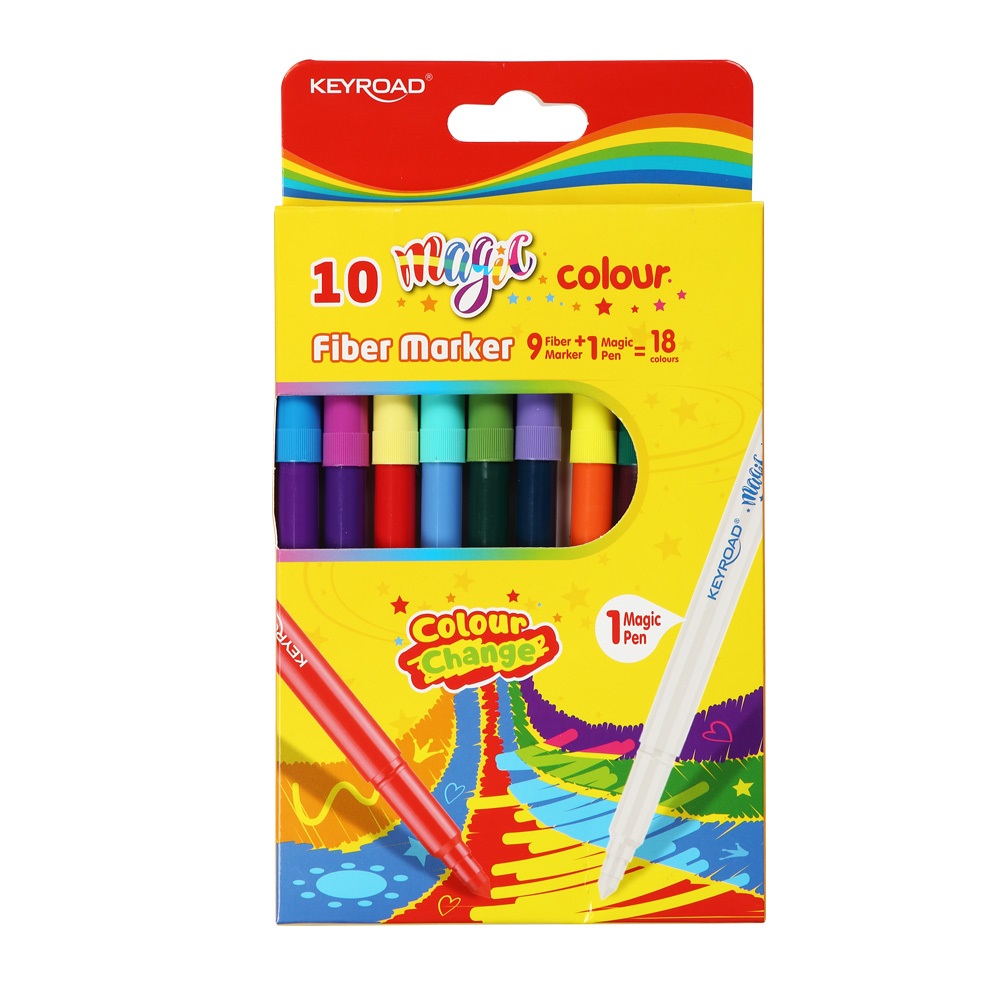 Keyroad Rostirón, filctoll készlet 10 db/doboz  Magic fiber marker 18 klf. szín (KR972227)