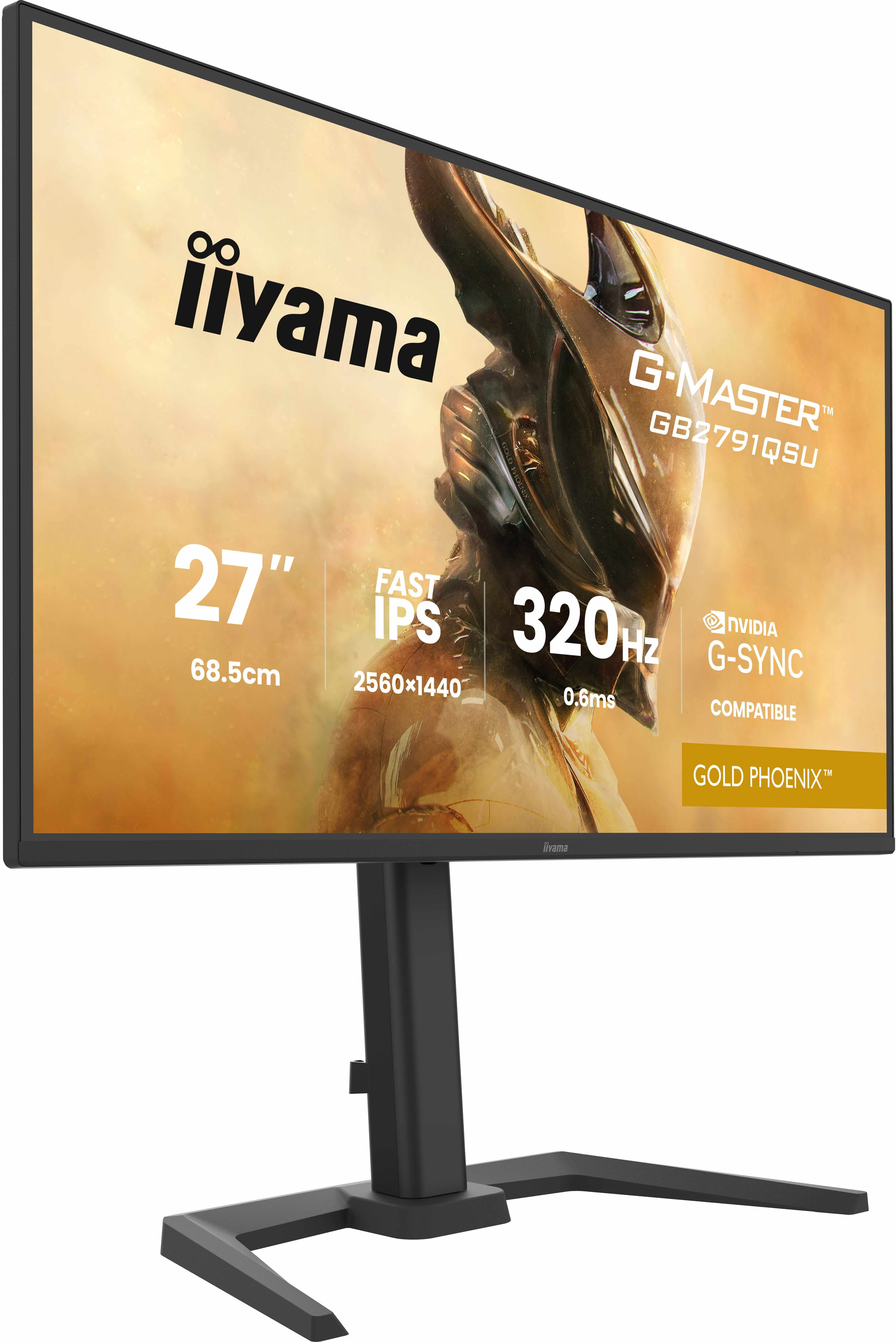 iiyama 27" G-Master GB2791QSU-B1 IPS LED Monitor - 2560x1440, QHD, 320Hz, 0,6ms, Hangszóró, G-Sync, Gamer, Fekete