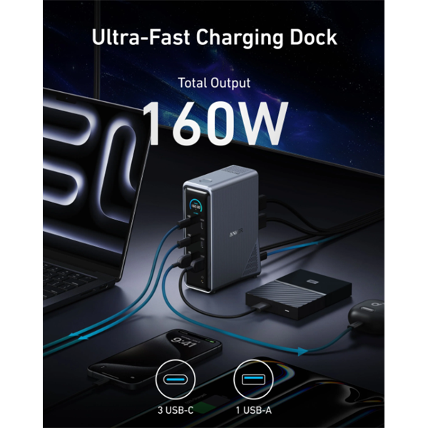 ANKER A83B63A1 Docking Station  Prime 14-in-1 160W  USB HUB Szürke 
