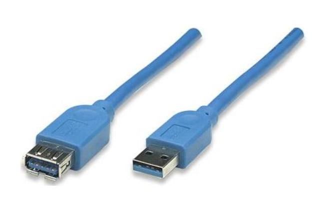 Manhattan kábel USB 3.0 TypeA (Male) - USB 3.0 TypeA (Female) 1.8m kék (322379) Manhattan kábel USB 3.0 TypeA (Male) - USB 3.0 TypeA (Female) 1.8m kék (322379)