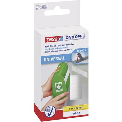 Tesa öntapadós tépőzár, tépőzáras ragasztószalag 1000 mm x 20 mm fehér TESA On & Off 55224-03-00 Tesa öntapadós tépőzár, tépőzáras ragasztószalag 1000 mm x 20 mm fehér TESA On & Off 55224-03-00