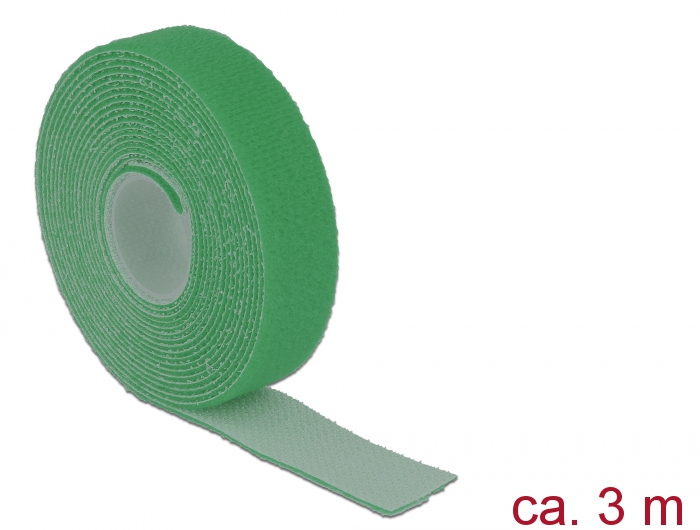 Delock Hurkolható rögzítők, 3 m x 20 mm (H x Sz) tekercs, zöld (18730)