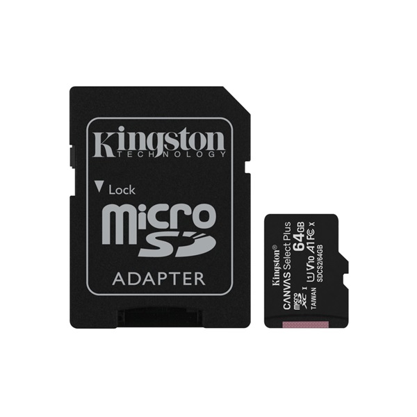 64GB microSDXC Kingston Canvas Select Plus CL10 memóriakártya + adapter (SDCS2/64GB)