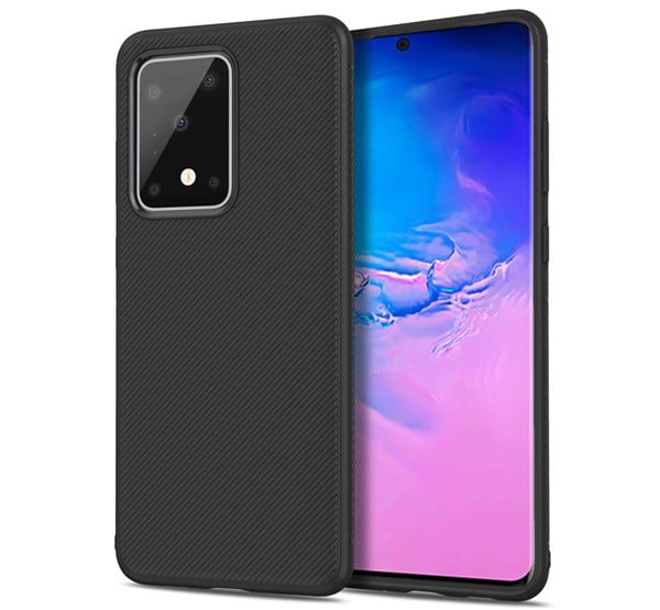 Szilikon telefonvédő (közepesen ütésálló, csíkos minta) FEKETE [Samsung Galaxy S20 Ultra 5G (SM-G988B)]