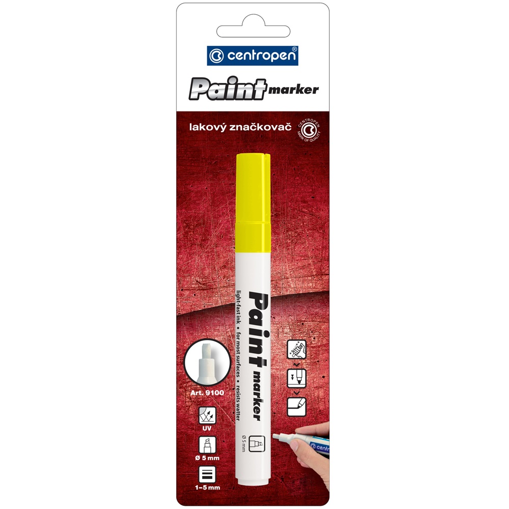 Centropen Lakkmarker 1-5mm, vágott hegy  9100 sárga (A-591009901)