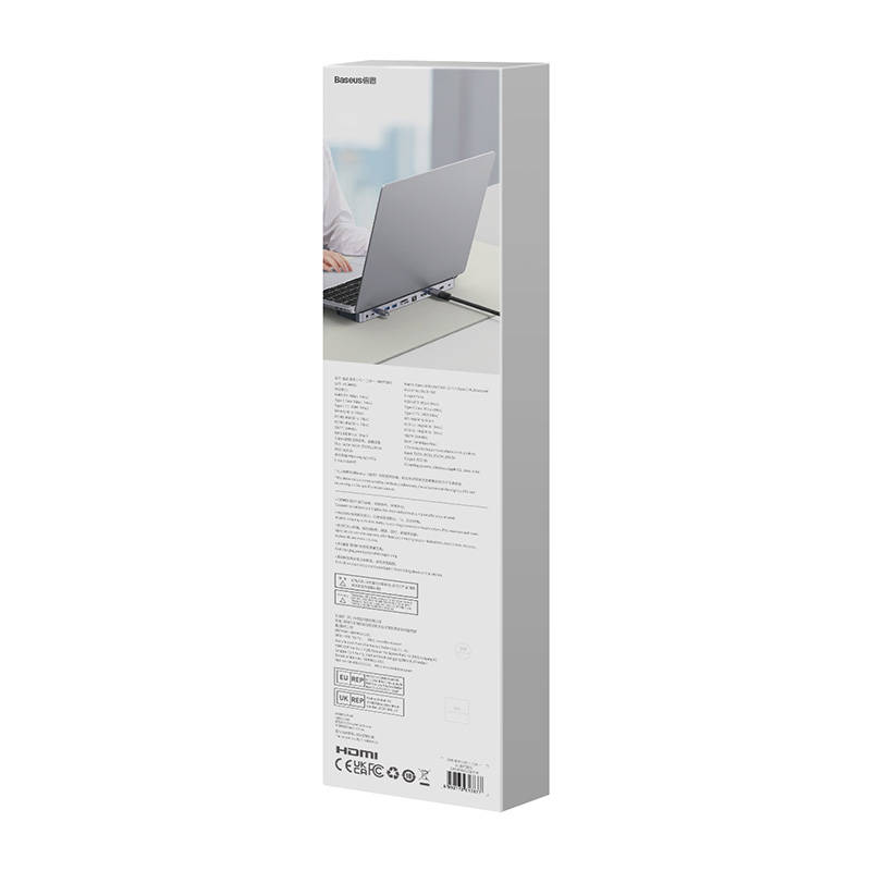 Baseus EliteJoy Gen2 12 az 1-ben HUB, USB-C + 2xHDMI + 3xUSB 3.0 + PD + DP + SD/TF + RJ45 + USB-C + 3.5mm (sötétszürke)