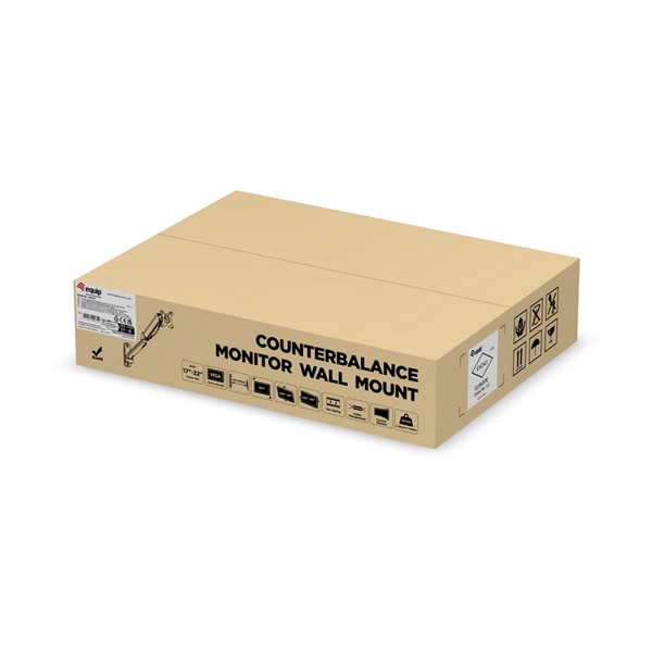 Equip 650137  17"-32" 1 monitor dönthető  forgatható  állítható magasság  Max.: 9kg  Monitor Fali konzol   fekete 
