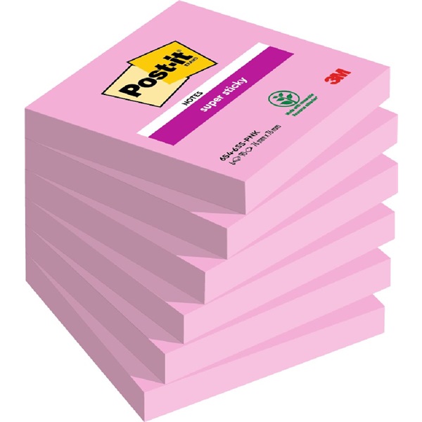 Post-it Super Sticky 654-6SS 76x76mm 90lap pink öntapadós jegyzettömb