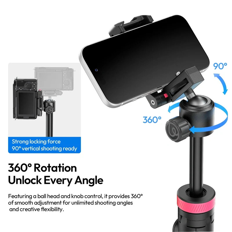 Ulanzi MT-44-2 automatikusan selfie állvány  monopod  telefontartó adapter  bluetooth Fekete