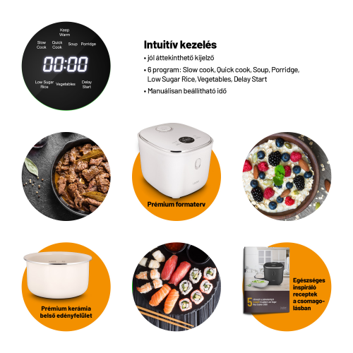 Lauben Low Sugar Rice Cooker 3000AT Multifunkciós rizsfőző 3L