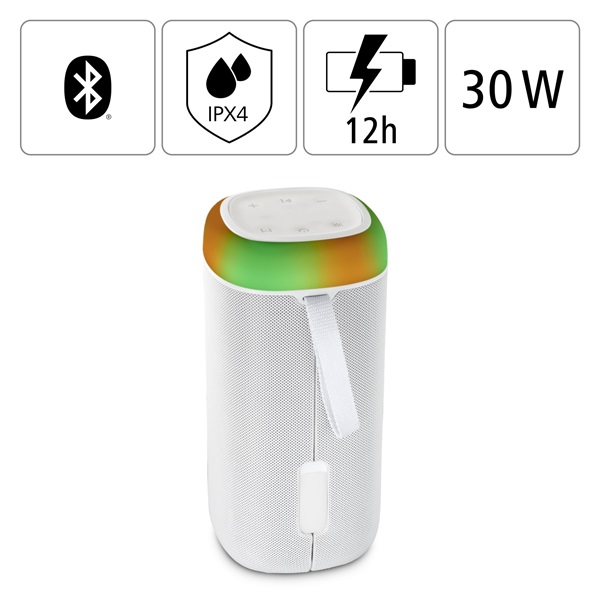 Hama 188229 "SHINE 2.0", 30W, RGB LED, fehér bluetooth hangszóró Hama 188229 "SHINE 2.0", 30W, RGB LED, fehér bluetooth hangszóró
