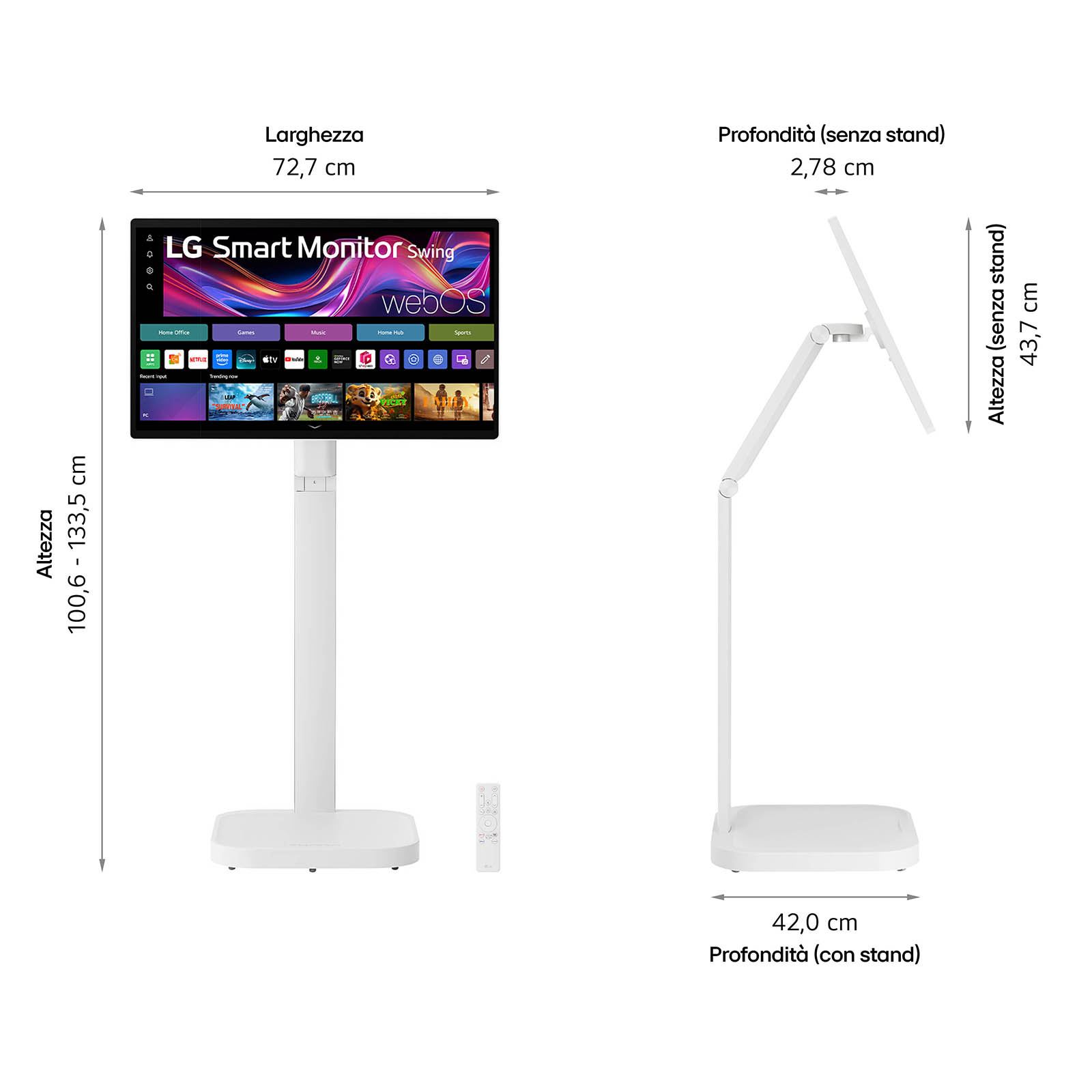LG  31,5" 32U889SA-W Monitor - 3840x2160, 4K, LED, IPS, 60Hz, 5ms, Hangszóró, Wifi, Bluetooth, webOS, Érintőképernyő,  Pivot, Fehér