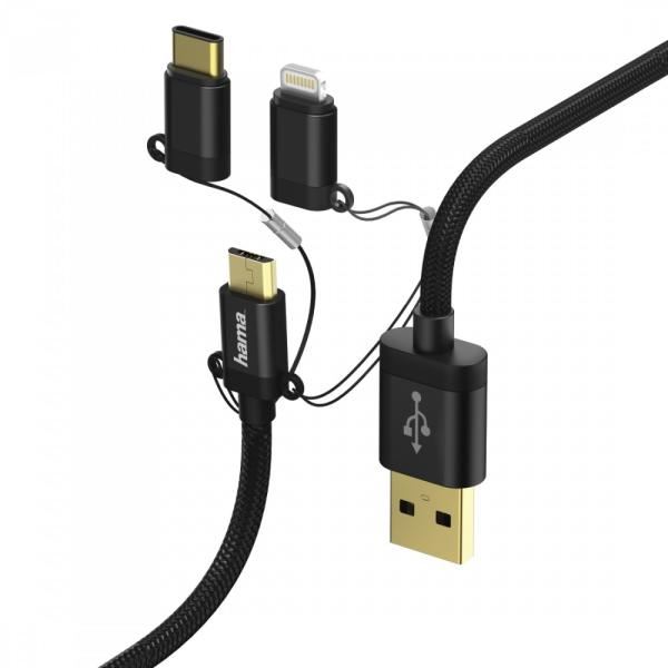 Hama 183348 3IN1 Micro USB TYpe-C Lighthing adatkábel (183348)