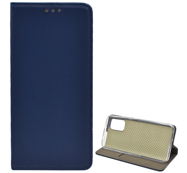 Tok álló, bőr hatású (FLIP, oldalra nyíló, asztali tartó funkció) SÖTÉTKÉK [Xiaomi Redmi 9T]