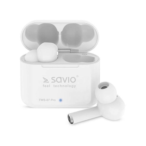 Savio TWS-07 Pro vezeték nélküli Bluetooth fülhallgató fehér Savio TWS-07 Pro vezeték nélküli Bluetooth fülhallgató fehér