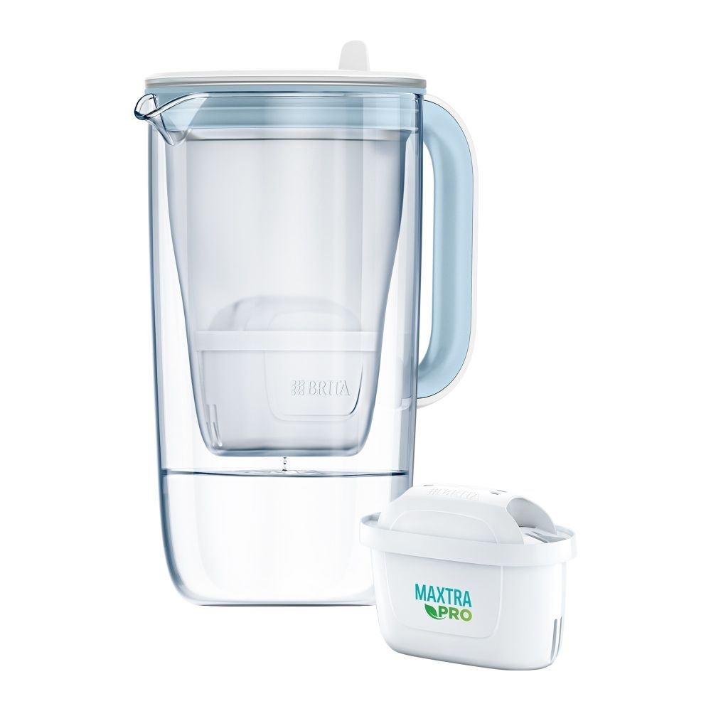 Brita Glass Jug üveg vízszűrő kancsó 2.5 liter világoskék (1050452) + 3db Maxtra Pro szűrő