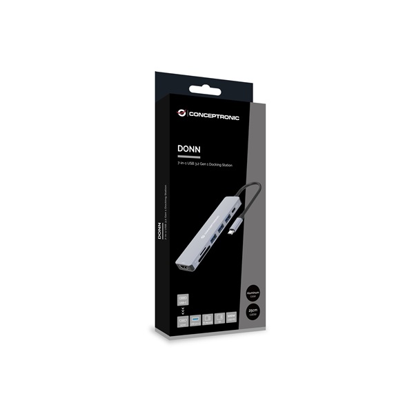 Conceptronic DONN18G  USB-C to HDMI/USB-C PD/USB 3.0/SD/TF Notebook Dokkoló 
