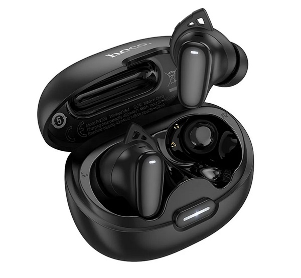 Hoco EW203 bluetooth fülhallgató SZTEREO (v5.4, TWS, mikrofon + töltőtok) FEKETE (EW203_B)