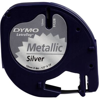 DYMO feliratozószalag LetraTag, 12mm, ezüst/fekete, fém, S0721730 DYMO feliratozószalag LetraTag, 12mm, ezüst/fekete, fém, S0721730