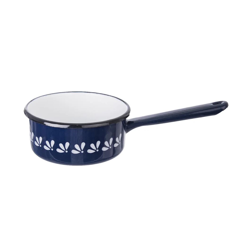 Orion  113509 MODROBÍLÁ zománcozott nyeles lábas 0,6 liter kék-fehér