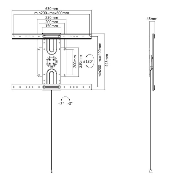Equip 650331 37"-80" Max.: 35kg álló vagy fekvő tájolás TV Fali konzol Fekete Equip 650331 37"-80" Max.: 35kg álló vagy fekvő tájolás TV Fali konzol Fekete
