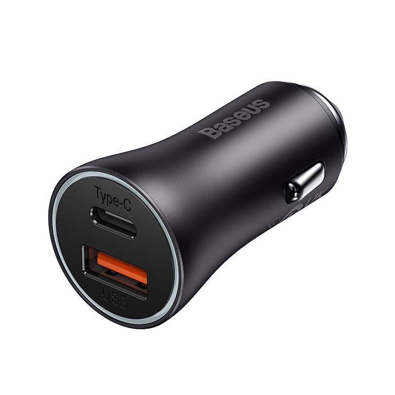 Baseus Golden Contactor Max autós töltő USB + USB-C 60W szürke (CGJM000113) Baseus Golden Contactor Max autós töltő USB + USB-C 60W szürke (CGJM000113)