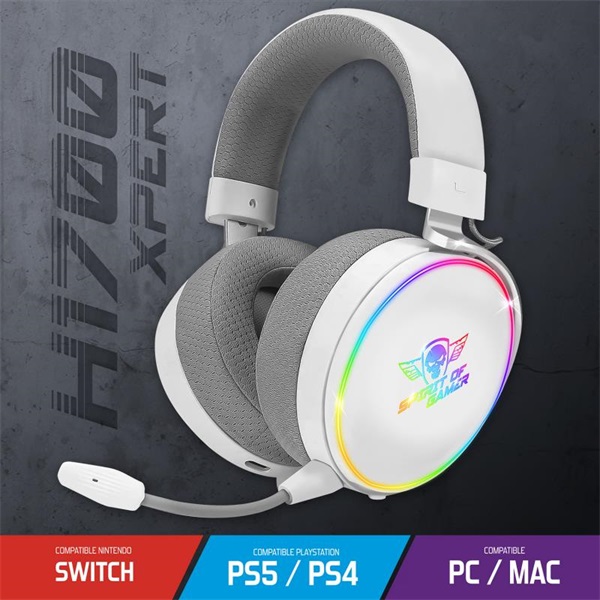 Spirit of Gamer Wireless MIC-XH1700W  MultiPlatform  mikrofon Fejhallgató   Fehér 
