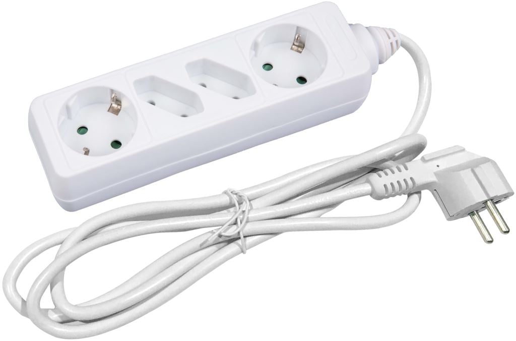 Entac elosztó 4 foglalat (2x16A, 2x2.5A), 1,5m kábel (ESE1.5G2X2-1.5)