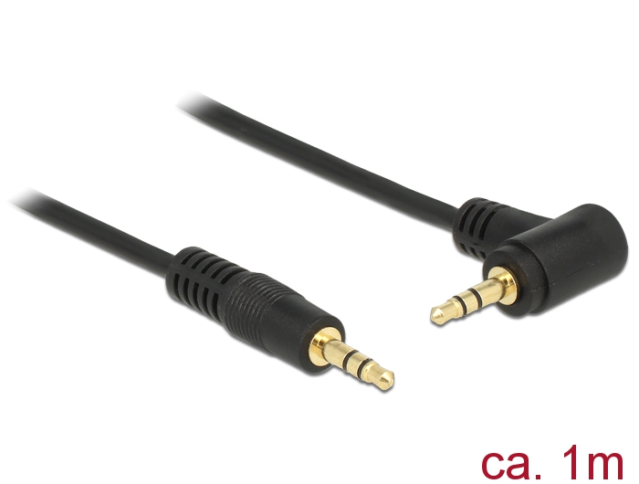 Delock Stereo Jack kábel 3.5 mm 3 pin apa > apa 1 m 90  fekete (83754)