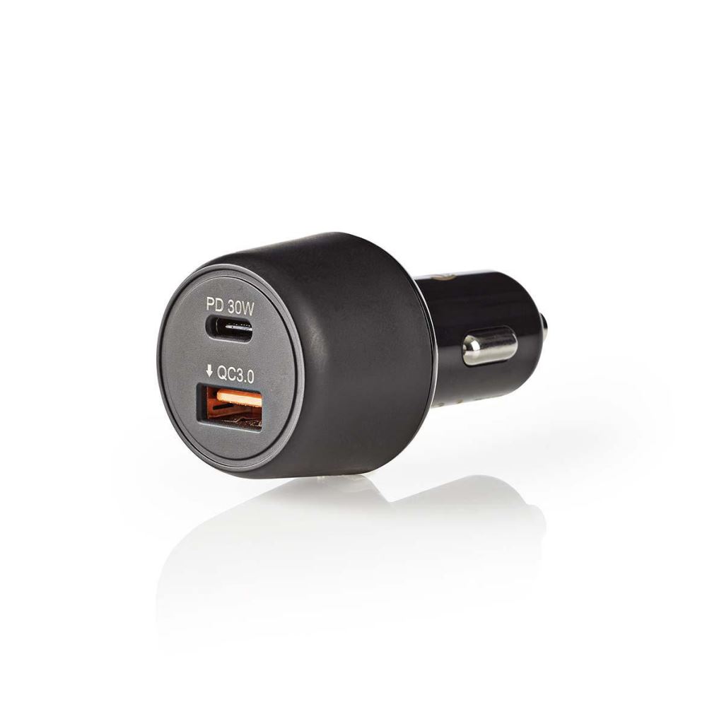 Nedis autós töltő USB-A / USB-C fekete (CCPD30W100BK)