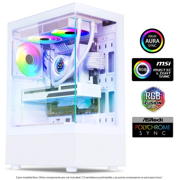 Spirit of Gamer SPECTRA Arctic  ablakos 3x12cm ventilátor  alsó táp   ATX Számítógépház   Fehér