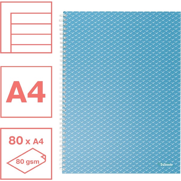 Esselte ColourBreeze A4 vonalas kék spirálfüzet Esselte ColourBreeze A4 vonalas kék spirálfüzet
