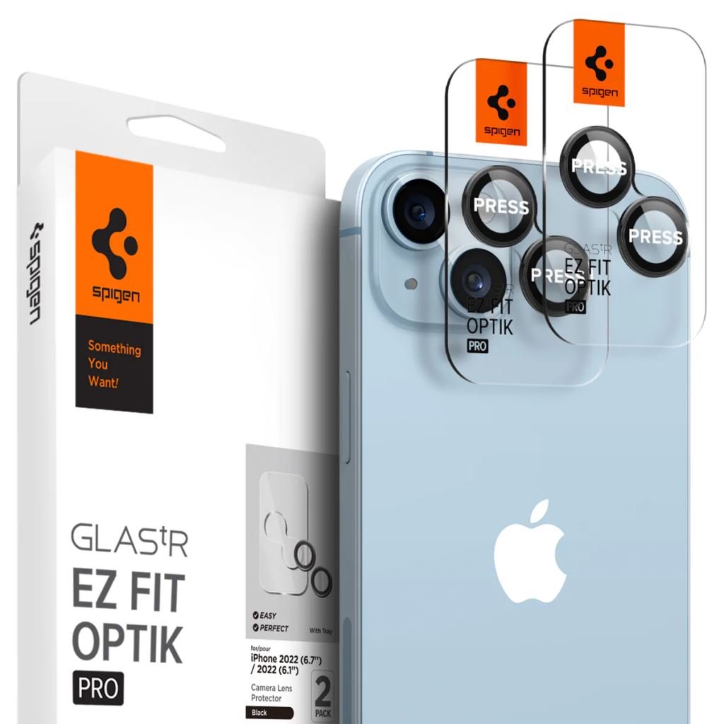 Spigen Optik Pro Lens Protector iPhone 14/14 Plus kameravédő lencse fekete kerettel (AGL05213) Spigen Optik Pro Lens Protector iPhone 14/14 Plus kameravédő lencse fekete kerettel (AGL05213)