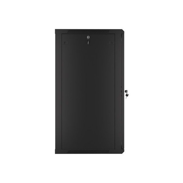 Lanberg WF01-6622-10B 19" 22U SZÉL:600 MÉLY:600 MAG:1085 lapraszerelt üvegajtós fekete fali rack szekrény