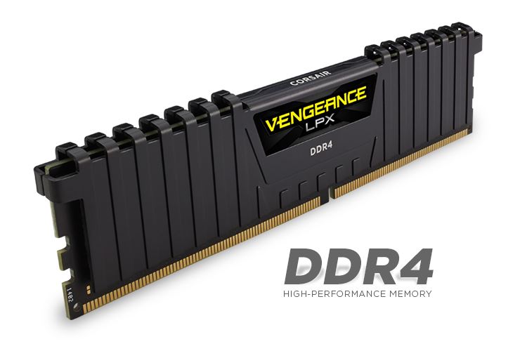 64GB 2400MHz DDR4 RAM Corsair Vengeance LPX Black CL14 (4x16GB) (CMK64GX4M4A2400C14)