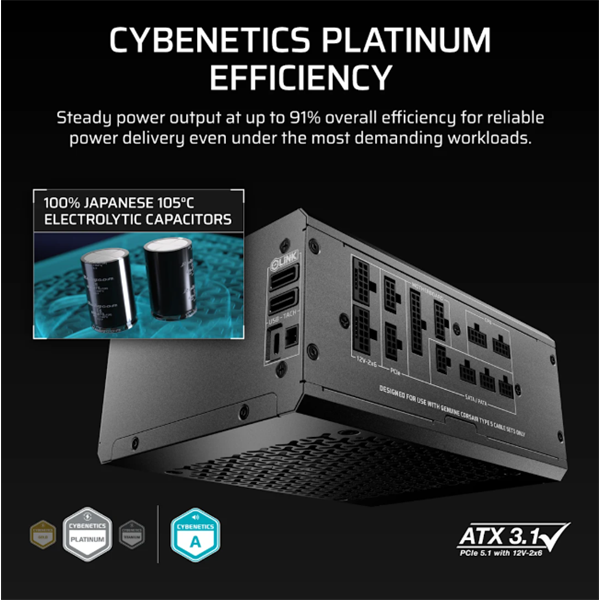 CORSAIR iCUE LINK HXi SHIFT Series HX1500i SHIFT  1500W  Cybenetics Platinum Moduláris  Tápegység
