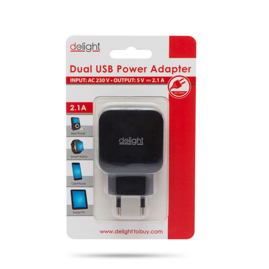Delight 55045-2BK hálózati adapter 2x USB fekete Delight 55045-2BK hálózati adapter 2x USB fekete