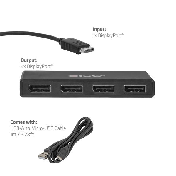 Club 3D    CSV-7400  DisplayPort to 4x DisplayPort 8K30Hz Átalakító
