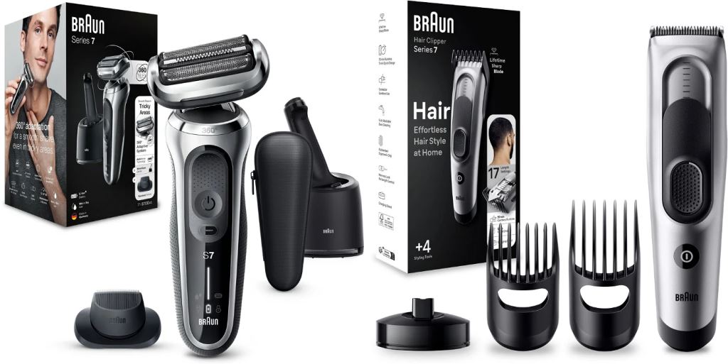 Braun Series 7 71-S7200cc ezüst borotva + Braun Series 7 HC7390 trimmer