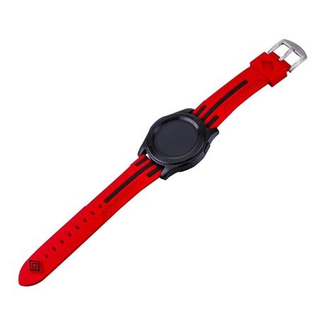 Mybandz szilikon óraszíj 22mm piros, fekete csíkokkal (22SKU6152)
