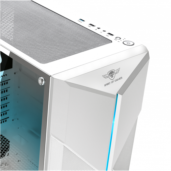 Spirit of Gamer Számítógépház - CLONE 3 White (fekete, ablakos, 8x12cm ventilátor, alsó táp,  ATX, 1xUSB3.0, 2xUSB2.0)