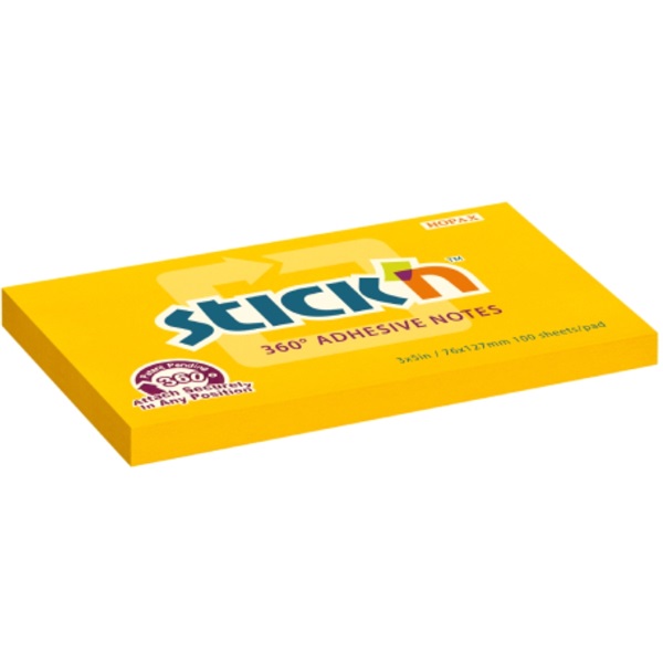 Stick`N 360° 76x127mm 100lap narancssárga öntapadó jegyzettömb Stick`N 360° 76x127mm 100lap narancssárga öntapadó jegyzettömb